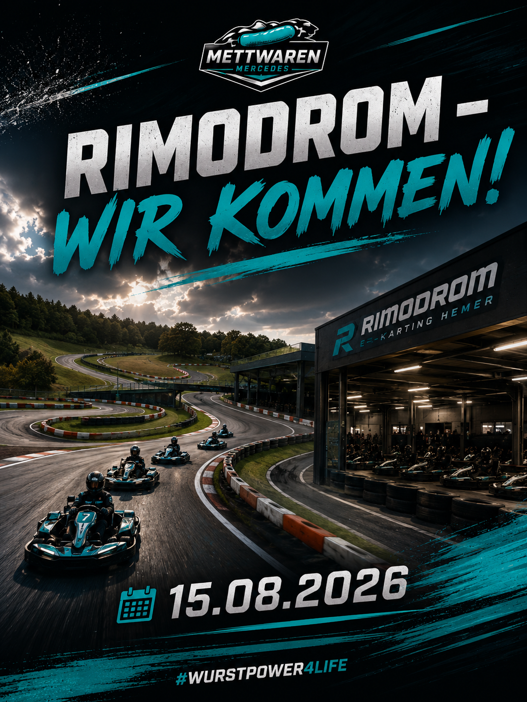 Ankündigung für den Besuch von Mettwaren Mercedes im Rimodrom Hemer am 15. August 2026